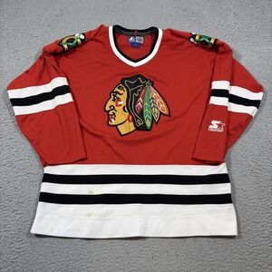 Vintage Chicago Blackhawks Hockey Jersey Mens Sz L Red NHL Western Starter 90s